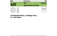 1000 Stück, DIN 439 04 Form B galvanisch verzinkt Sechskantmuttern, niedrige Form, mit Fasen - Abmessung: BM 2,5