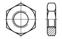 100 Stück, DIN 439 Messing Form B Sechskantmuttern, niedrige Form, mit Fasen - Abmessung: BM 3