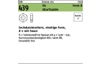 1000 Stück, DIN 439 04 Form B flZn/TL 480h (zinklamellenbesch.) Sechskantmuttern, niedrige Form, mit Fasen - Abmessung: BM 6