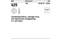 100 Stück, DIN 439 04 Form B - Fein Sechskantmuttern, niedrige Form, mit metrischem Feingewinde, mit Fasen - Abmessung: BM 8 x 1