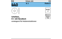 100 Stück, DIN 440 A 2 Form R Scheiben, R = mit Rundloch - Abmessung: R 9 x 28x 3