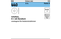 50 Stück, DIN 440 A 4 Form R Scheiben, R = mit Rundloch - Abmessung: R 11 x 34 x 3