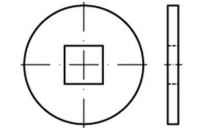 100 Stück, DIN 440 Stahl 100 HV Form V Scheiben, mit Vierkantloch - Abmessung: V 14 x 44 x 4