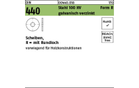 50 Stück, DIN 440 Stahl 100 HV Form R galvanisch verzinkt Scheiben, R = mit Rundloch - Abmessung: R 22 x 72 x 6