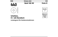 25 Stück, DIN 440 Stahl 100 HV Form R Scheiben, R = mit Rundloch - Abmessung: R 39 x125 x 8