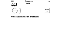 100 Stück, DIN 443 Stahl verschlussdeckel zum Eindrücken - Abmessung: B 8
