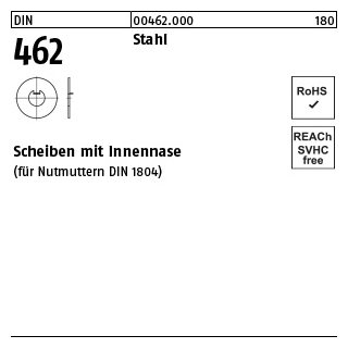 50 Stück, DIN 462 Stahl Scheiben mit Innennase - Abmessung: 30