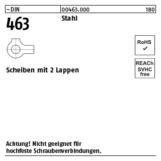 100 Stück, ~DIN 463 Stahl Scheiben mit 2 Lappen - Abmessung: 13