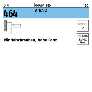 25 Stück, DIN 464 A 1/A 2 Rändelschrauben, hohe Form - Abmessung: M 3 x 8