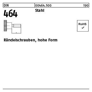 50 Stück, DIN 464 Stahl Rändelschrauben, hohe Form - Abmessung: M 3 x 10