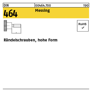 50 Stück, DIN 464 Messing Rändelschrauben, hohe Form - Abmessung: M 3 x 10