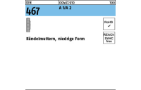 25 Stück, DIN 467 A 1/A 2 Rändelmuttern, niedrige Form - Abmessung: M 6