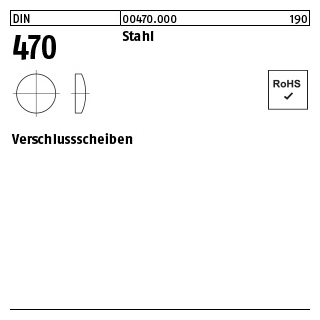 100 Stück, DIN 470 Stahl verschlussscheiben - Abmessung: 8