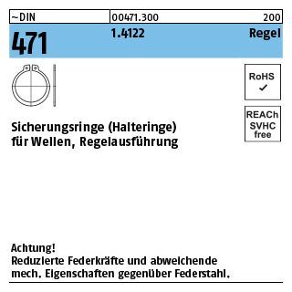 100 Stück, ~DIN 471 1.4122 Regel Sicherungsringe (Halteringe) für Wellen, Regelausführung - Abmessung: 3 x 0,4