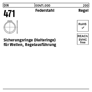 1000 Stück, DIN 471 Federstahl Regel Sicherungsringe (Halteringe) für Wellen, Regelausführung - Abmessung: 14 x 1