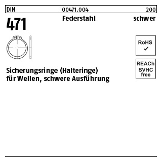 1000 Stück, DIN 471 Federstahl schwer Sicherungsringe (Halteringe) für Wellen, schwere Ausführung - Abmessung: 15 x 1,5