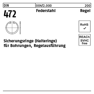 DIN 472 Federstahl Regel Sicherungsringe (Halteringe) für Bohrungen, Regelausführung - Abmessung: 120 x 4, Inhalt: 25 Stück