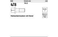 50 Stück, DIN 478 10.9 Vierkantschrauben mit Bund - Abmessung: M 8 x 30