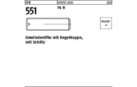 100 Stück, DIN 551 14 H Gewindestifte mit Kegelkuppe, mit Schlitz - Abmessung: M 1,6 x 2