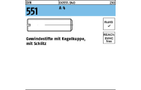 50 Stück, DIN 551 A 4 Gewindestifte mit Kegelkuppe, mit Schlitz - Abmessung: M 3 x 4