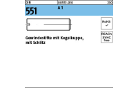25 Stück, DIN 551 A 1 Gewindestifte mit Kegelkuppe, mit Schlitz - Abmessung: M 8 x 40