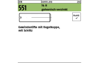 100 Stück, DIN 551 14 H galvanisch verzinkt Gewindestifte mit Kegelkuppe, mit Schlitz - Abmessung: M 8 x 45