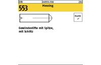 100 Stück, DIN 553 Messing Gewindestifte mit Kegelkuppe, mit Schlitz - Abmessung: M 3 x 5