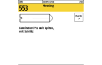 100 Stück, DIN 553 Messing Gewindestifte mit Kegelkuppe, mit Schlitz - Abmessung: M 4 x 6