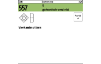 100 Stück, DIN 557 5 galvanisch verzinkt Vierkantmuttern - Abmessung: M 5