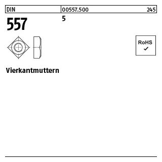 100 Stück, DIN 557 5 Vierkantmuttern - Abmessung: M 10 SW 17