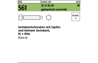 50 Stück, DIN 561 22 H (8.8) Ri galvanisch verzinkt Sechskantschrauben mit Zapfen und kleinem Sechskant, mit Rille - Abmessung: AM 8 x 45