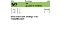 100 Stück, DIN 562 04 galvanisch verzinkt Vierkantmuttern, niedrige Form, Produktklasse B - Abmessung: M 10 SW 17