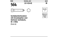 100 Stück, DIN 564 22 H (8.8) Ri Sechskantschrauben mit Ansatzspitze und kleinem Sechskant, mit Rille - Abmessung: AM 6 x 20