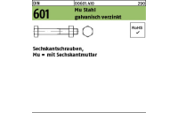 100 Stück, DIN 601 Mu Stahl galvanisch verzinkt Sechskantschrauben, mit Sechskantmutter - Abmessung: M 5 x 20