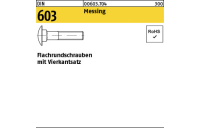 100 Stück, DIN 603 Messing Flachrundschrauben mit Vierkantansatz - Abmessung: M 5 x 16