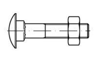 200 Stück, DIN 603 Mu Stahl Flachrundschrauben mit Vierkantansatz, mit Sechskantmutter - Abmessung: M 5 x 40