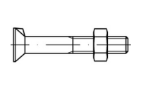 100 Stück, DIN 604 Mu Stahl Senkschrauben mit Nase, mit Sechskantmutter - Abmessung: M 10 x 35