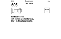 500 Stück, DIN 605 Mu Stahl Senkschrauben mit hohem Vierkantansatz, mit Sechskantmutter - Abmessung: M 6 x 30