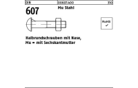 200 Stück, DIN 607 Mu Stahl Halbrundschrauben mit Nase, mit Sechskantmutter - Abmessung: M 8 x 40