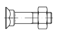 100 Stück, DIN 608 Mu 8.8 Senkschrauben mit niedrigem Vierkantansatz, mit Sechskantmutter - Abmessung: M 10 x 45