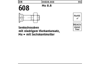 100 Stück, DIN 608 Mu 8.8 Senkschrauben mit niedrigem Vierkantansatz, mit Sechskantmutter - Abmessung: M 10 x 60