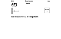 50 Stück, DIN 653 Stahl Rändelschrauben, niedrige Form - Abmessung: M 3 x 6