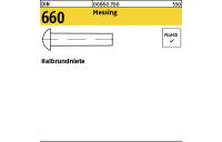 250 Stück, DIN 660 Messing Halbrundniete - Abmessung: 6 x 30