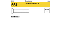 1000 Stück, DIN 661 Aluminium 99.5 Senkniete - Abmessung: 2,5 x 12