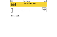 1000 Stück, DIN 662 Aluminium 99.5 Linsenniete - Abmessung: 3 x 6