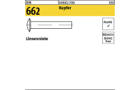 1000 Stück, DIN 662 Kupfer Linsenniete - Abmessung: 3 x 6