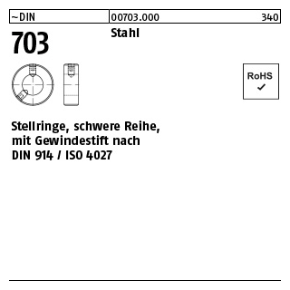 ~DIN 703 Stahl Stellringe, schwere Reihe, mit Gewindestift nach DIN 914/ISO 4027 - Abmessung: 25 x 56 x 22, Inhalt: 10 Stück