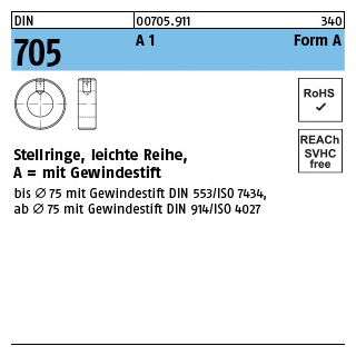 10 Stück, ~DIN 705 A 1 Form A Stellringe, leichte Reihe, mit Gewindestift - Abmessung: A 16 x 28 x 12