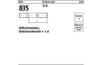 100 Stück, DIN 835 8.8 Stiftschrauben, Einschraubende = 2 d - Abmessung: M 8 x 20