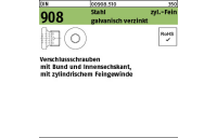 100 Stück, DIN 908 Stahl zyl.Fein galvanisch verzinkt verschlussschrauben mit Bund und Innensechskant, m. zyl. Feingewinde - Abmessung: M 8 x 1